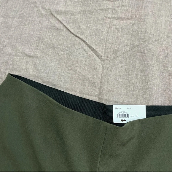 NWT Nine West Side zip high rise flat front pants olive green Plus Size 16 - Picture 4 of 8